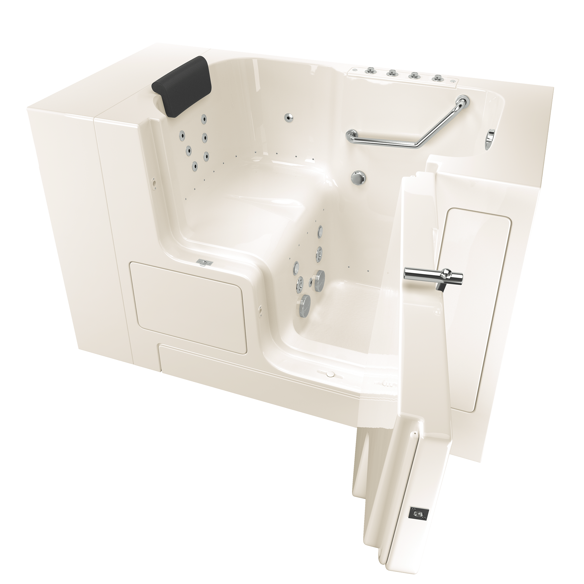 Gelcoat Premium Series 32 x 52  Inch Walk in Tub With Combination Air Spa and Whirlpool Systems   Right Hand Drain WIB LINEN